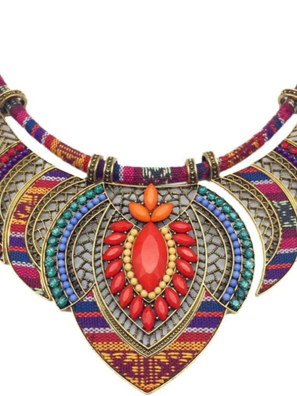 Ethnic Style Chunky Colorful Collar Festival Tribal Beaded Boho Choker Costume N